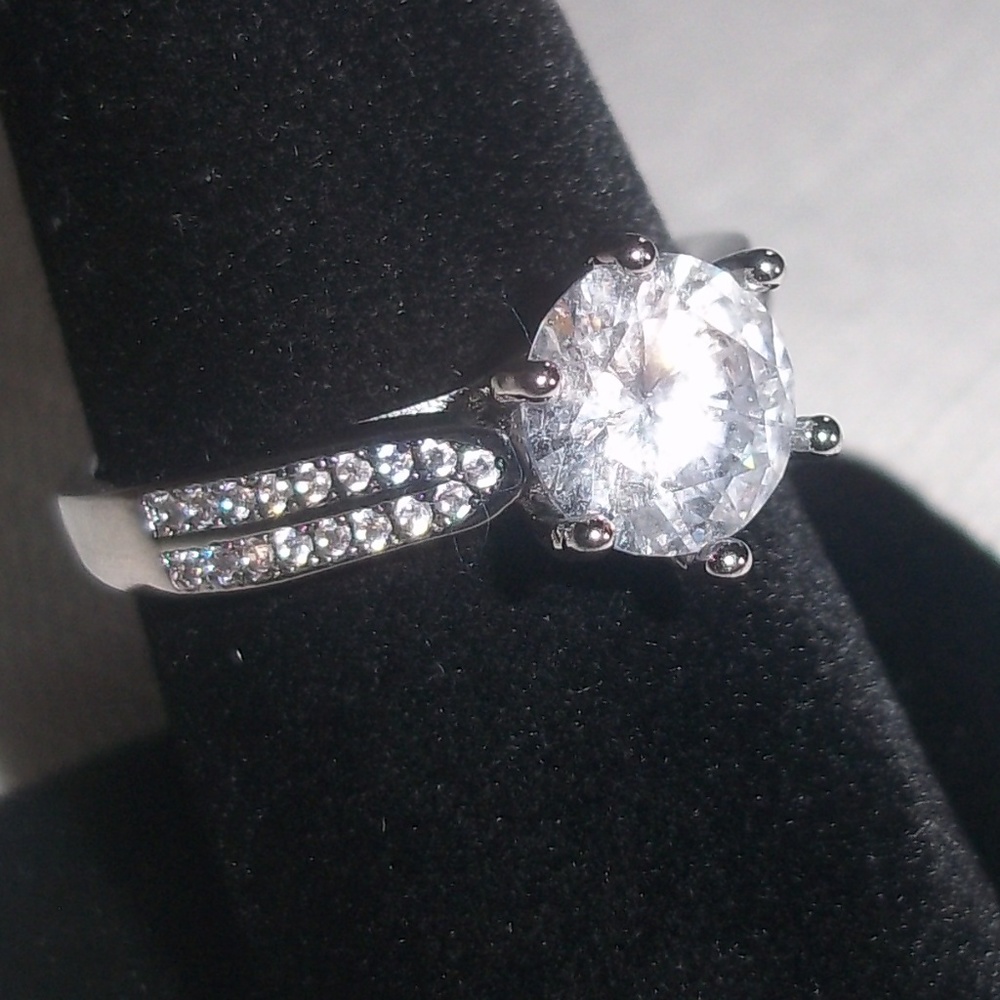 Stamped 925 Silver and Cubic Zirconia Ring